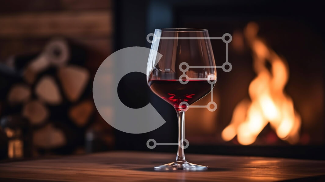 Σετ των 2 Intra Συλλεκτικό Ξύλινο Παζλ Plywood  4mm - Ποτήρι κόκκινο κρασί μπροστά από το τζάκι Σε Ξύλινο Κουτί - Διαστάσεις: 10x10 cm – 25 κομμάτια