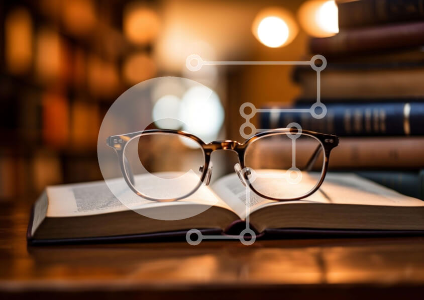 Intra Συλλεκτικό Ξύλινο Παζλ Plywood  4mm - Ανοίξτε το βιβλίο και τα ποτήρια με στοίβες βιβλίων Σε Ξύλινο Κουτί - Διαστάσεις Puzzle: 10x10 cm – 25 κομμάτια