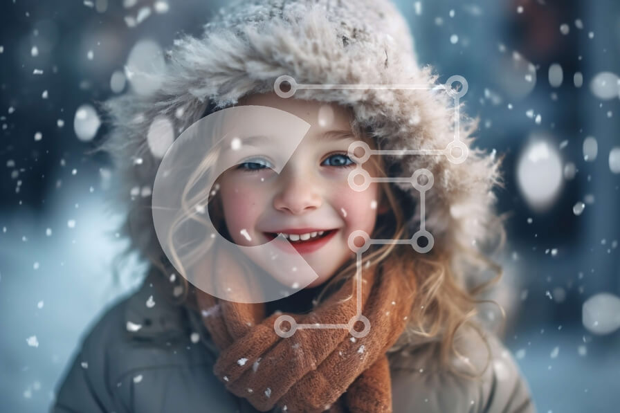 Intra Συλλεκτικό Ξύλινο Παζλ Plywood  4mm - Ευτυχισμένο κορίτσι με χειμερινό παλτό και κασκόλ που απολαμβάνει την ημέρα του χιονιού Σε Ξύλινο Κουτί - Διαστάσεις Puzzle: 10x10 cm – 25 κομμάτια