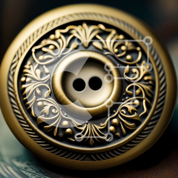 Intra Συλλεκτικό Ξύλινο Παζλ Plywood  4mm - Περίπλοκο και περίτεχνο διακοσμητικό μπρούτζινο κουμπί με λουλουδάτο σχέδιο Σε Ξύλινο Κουτί - Διαστάσεις: 10x10 cm – 25 κομμάτια