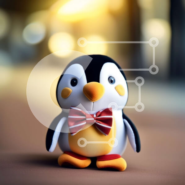 Intra Συλλεκτικό Ξύλινο Παζλ Plywood  4mm - Αξιολάτρευτη εικόνα ενός πιγκουίνου που φορά ένα παπιγιόν και ριγέ πουκάμισο Σε Ξύλινο Κουτί - Διαστάσεις: 10x10 cm – 25 κομμάτια