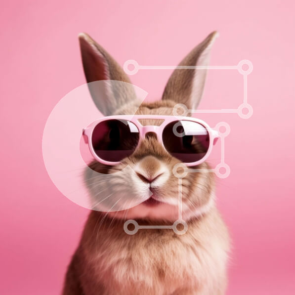 Intra Συλλεκτικό Ξύλινο Παζλ Plywood  4mm - Αξιολάτρευτη εικόνα ενός κουνελιού που φοράει ροζ γυαλιά ηλίου Σε Ξύλινο Κουτί - Διαστάσεις: 10x10 cm – 25 κομμάτια