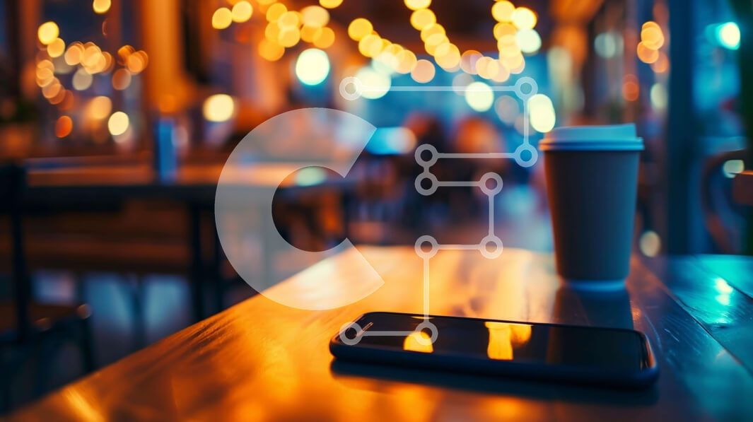 Σετ των 2 Intra Συλλεκτικό Ξύλινο Παζλ Plywood  4mm - Καφές και Smartphone σε ξύλινο τραπέζι στο εστιατόριο Σε Ξύλινο Κουτί - Διαστάσεις: 10x10 cm – 25 κομμάτια