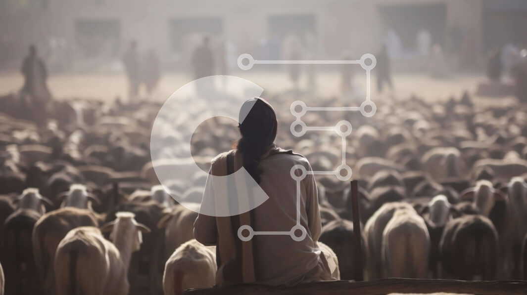 Intra Συλλεκτικό Ξύλινο Παζλ Plywood  4mm - Παραδοσιακός Ποιμενικός με ένα κοπάδι προβάτων Σε Ξύλινο Κουτί - Διαστάσεις: 10x10 cm – 25 κομμάτια