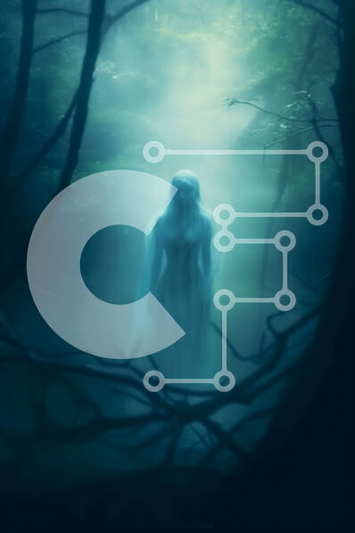 Σετ των 2 Intra Συλλεκτικό Ξύλινο Παζλ Plywood  4mm - Απόκοσμη και μυστηριώδης εικόνα μιας φαντασμαγορικής φιγούρας σε ένα σκοτεινό δάσος Σε Ξύλινο Κουτί - Διαστάσεις: 10x10 cm – 25 κομμάτια