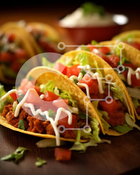 Σετ των 2 Intra Συλλεκτικό Ξύλινο Παζλ Plywood  4mm - Νόστιμα Tacos με κρέας, μαρούλι και τυρί σε ένα ξύλινο τραπέζι Σε Ξύλινο Κουτί - Διαστάσεις: 10x10 cm – 25 κομμάτια