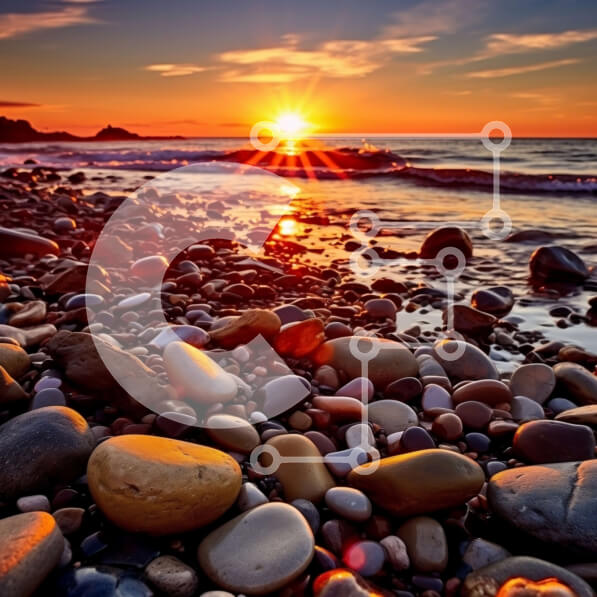 Intra Συλλεκτικό Ξύλινο Παζλ Plywood  4mm - Εκπληκτικό ηλιοβασίλεμα πάνω από τη Βραχώδη παραλία με τα κύματα να πέφτουν στην ακτή Σε Ξύλινο Κουτί - Διαστάσεις: 10x10 cm – 25 κομμάτια