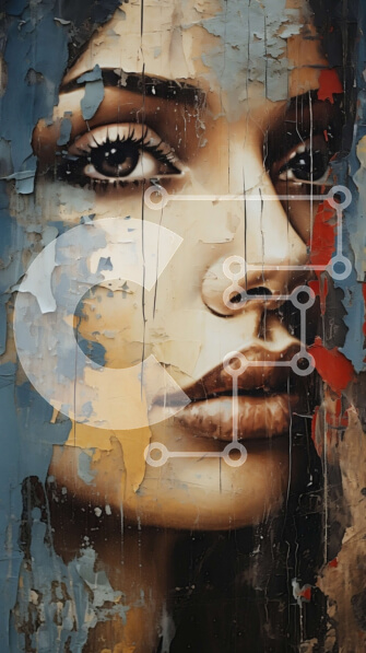 Intra Συλλεκτικό Ξύλινο Παζλ Plywood  4mm - Decay and Abandonment - Γυναικείο Πρόσωπο με Απολεπιστική Βαφή Σε Ξύλινο Κουτί - Διαστάσεις Puzzle: 10x10 cm – 25 κομμάτια