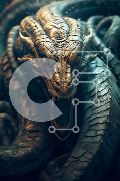 Intra Συλλεκτικό Ξύλινο Παζλ Plywood  4mm - Εκπληκτική εικόνα ενός χρυσού δράκου σε μια φουρτουνιασμένη θάλασσα Σε Ξύλινο Κουτί - Διαστάσεις Puzzle: 10x10 cm – 25 κομμάτια