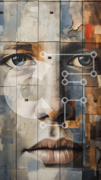 Intra Συλλεκτικό Ξύλινο Παζλ Plywood  4mm - Λεπτομερής και ανάγλυφη ζωγραφική του προσώπου μιας γυναίκας σε σιωπημένους γήινους τόνους Σε Ξύλινο Κουτί - Διαστάσεις Puzzle: 10x10 cm – 25 κομμάτια