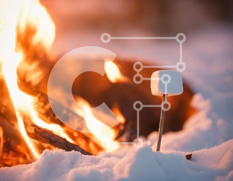 Intra Συλλεκτικό Ξύλινο Παζλ Plywood  4mm - Marshmallow Stick in the Snow with Fire Pit Σε Ξύλινο Κουτί - Διαστάσεις Puzzle: 10x10 cm – 25 κομμάτια