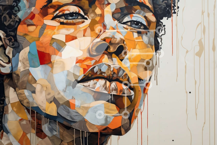 Intra Συλλεκτικό Ξύλινο Παζλ Plywood  4mm - Ζωντανό τρίγωνο καλλιτεχνικό πορτρέτο ενός ατόμου με χτένισμα Αφρο Σε Ξύλινο Κουτί - Διαστάσεις Puzzle: 10x10 cm – 25 κομμάτια