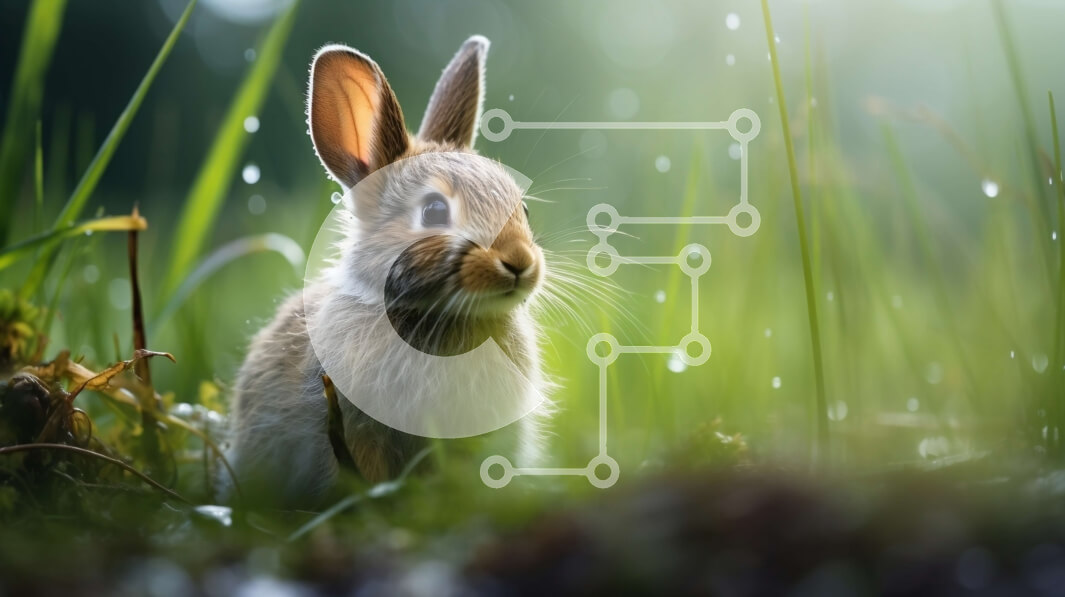 Intra Συλλεκτικό Ξύλινο Παζλ Plywood  4mm - Χαριτωμένο λαγουδάκι στο γρασίδι με τις σταγόνες βροχής Σε Ξύλινο Κουτί - Διαστάσεις: 10x10 cm – 25 κομμάτια