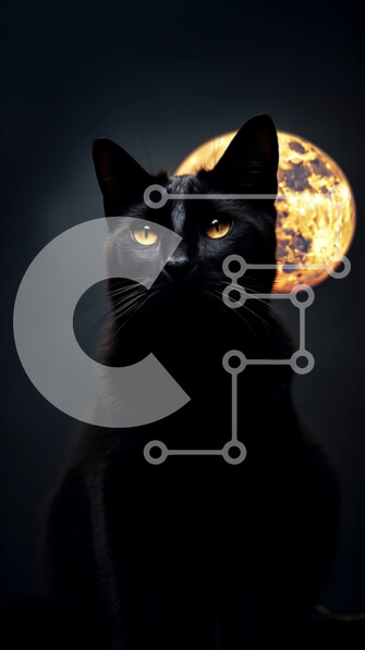 Σετ των 2 Intra Συλλεκτικό Ξύλινο Παζλ Plywood  4mm - Μυστηριώδης εικόνα μιας μαύρης γάτας με πανσέληνο Σε Ξύλινο Κουτί - Διαστάσεις: 10x10 cm – 25 κομμάτια