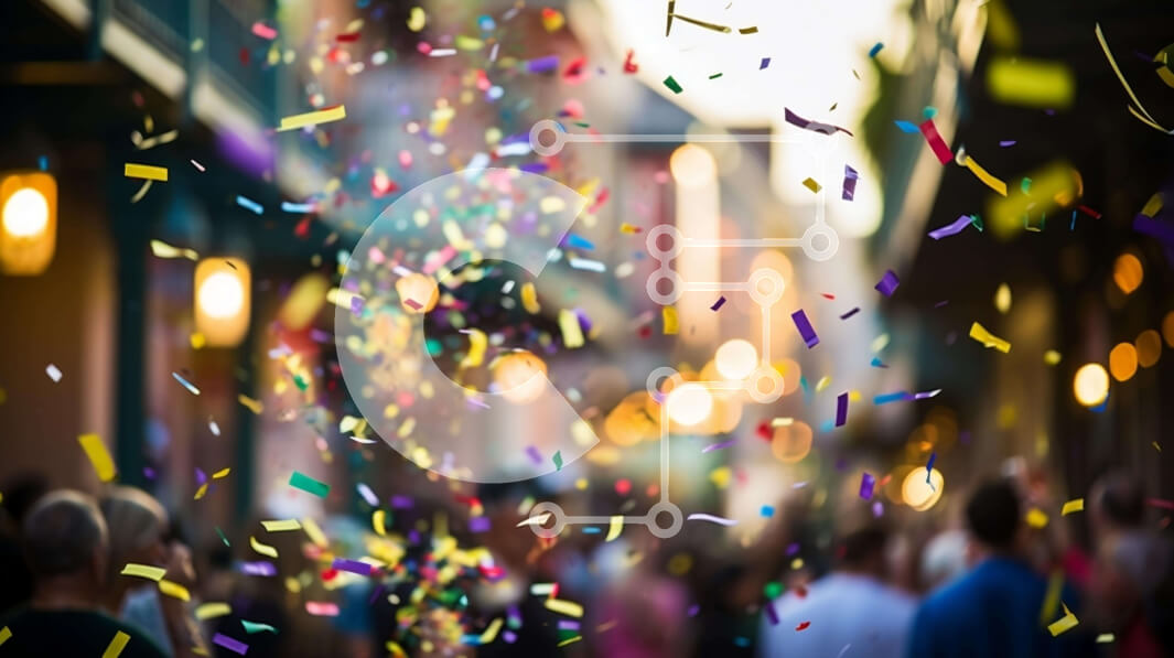 Intra Συλλεκτικό Ξύλινο Παζλ Plywood  4mm - Ομάδα ανθρώπων που γιορτάζει με πτώση κομφετί Σε Ξύλινο Κουτί - Διαστάσεις Puzzle: 10x10 cm – 25 κομμάτια