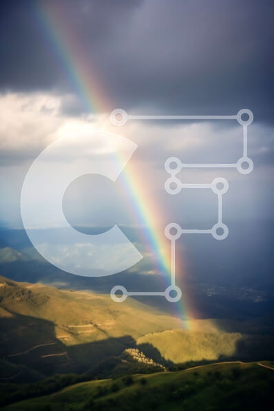 Σετ των 2 Intra Συλλεκτικό Ξύλινο Παζλ Plywood  4mm - Ουράνιο τόξο πάνω από την οροσειρά με το γαλάζιο του ουρανού και τα πράσινα δέντρα Σε Ξύλινο Κουτί - Διαστάσεις: 10x10 cm – 25 κομμάτια