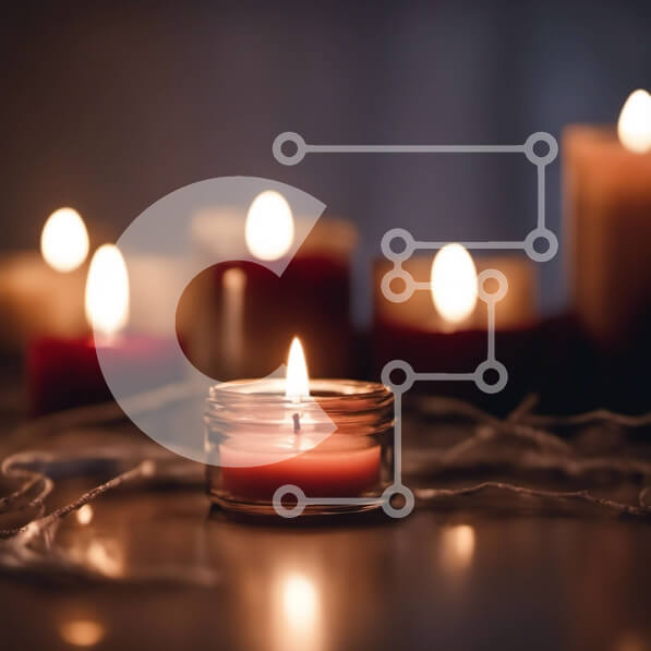 Intra Συλλεκτικό Ξύλινο Παζλ Plywood  4mm - Ομάδα αναμμένων κεριών σε ένα σκοτεινό τραπέζι Σε Ξύλινο Κουτί - Διαστάσεις Puzzle: 10x10 cm – 25 κομμάτια