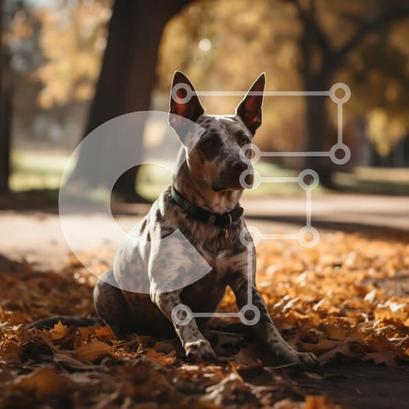 Intra Συλλεκτικό Ξύλινο Παζλ Plywood  4mm - Χαριτωμένη εικόνα του σκύλου που κάθεται στο πάρκο με τα πεσμένα φύλλα Σε Ξύλινο Κουτί - Διαστάσεις: 10x10 cm – 25 κομμάτια