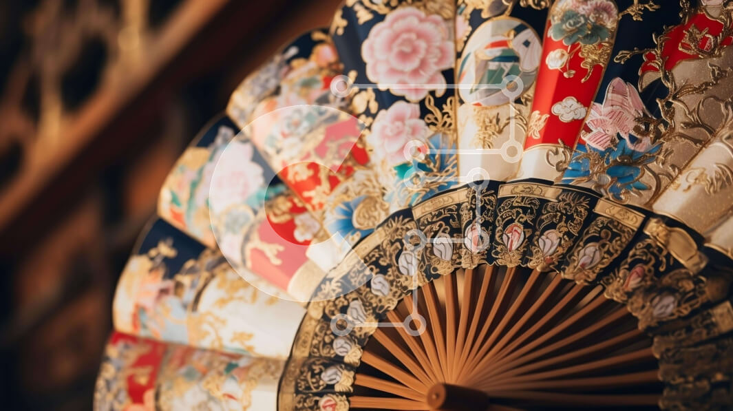 Intra Συλλεκτικό Ξύλινο Παζλ Plywood  4mm - Πολύχρωμη χειροποίητη βεντάλια με φλοράλ σχέδια Σε Ξύλινο Κουτί - Διαστάσεις Puzzle: 10x10 cm – 25 κομμάτια