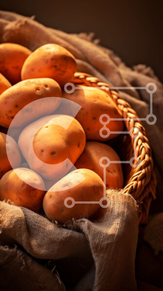 Intra Συλλεκτικό Ξύλινο Παζλ Plywood  4mm - Καλάθι με πατάτες Σε Ξύλινο Κουτί - Διαστάσεις: 10x10 cm – 25 κομμάτια