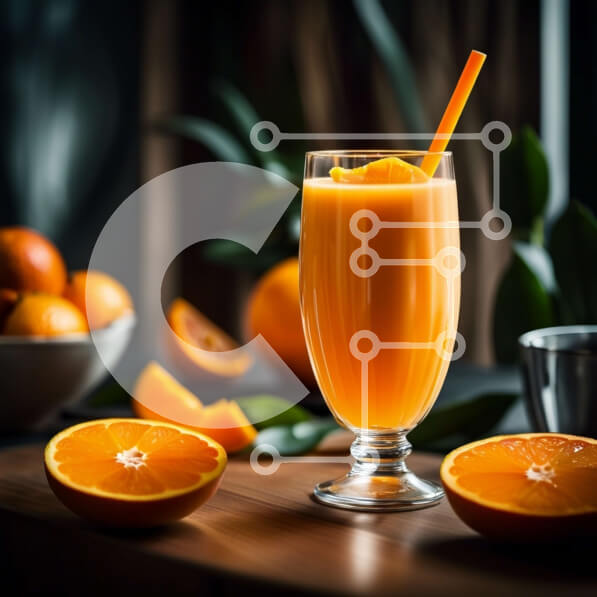 Σετ των 2 Intra Συλλεκτικό Ξύλινο Παζλ Plywood  4mm - Δροσιστικό ποτήρι χυμό πορτοκαλιού με φρεσκοστυμμένα πορτοκάλια Σε Ξύλινο Κουτί - Διαστάσεις: 10x10 cm – 25 κομμάτια