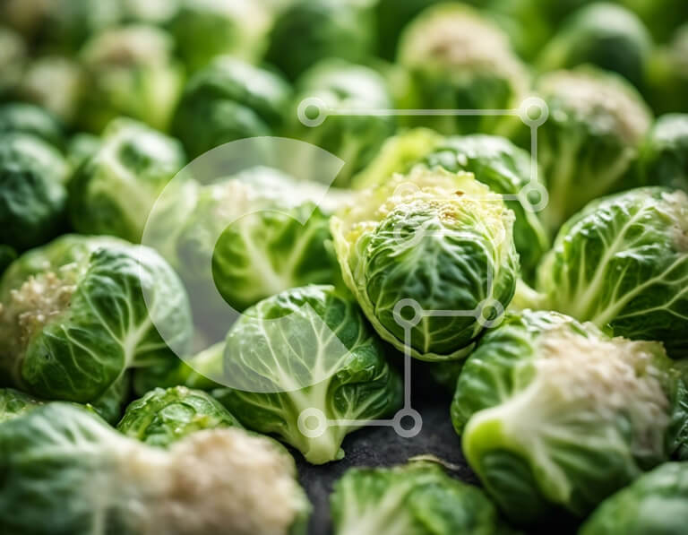 Σετ των 2 Intra Συλλεκτικό Ξύλινο Παζλ Plywood  4mm - Φρέσκα λαχανάκια Βρυξελλών σε ένα τραπέζι Σε Ξύλινο Κουτί - Διαστάσεις: 10x10 cm – 25 κομμάτια