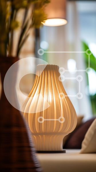 Intra Συλλεκτικό Ξύλινο Παζλ Plywood  4mm - Βάζο με λουλούδια σε ένα τραπέζι δίπλα σε μια λάμπα Σε Ξύλινο Κουτί - Διαστάσεις Puzzle: 10x10 cm – 25 κομμάτια