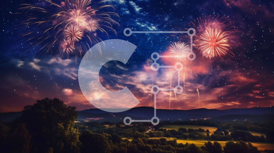 Intra Συλλεκτικό Ξύλινο Παζλ Plywood  4mm - Πολύχρωμη επίδειξη πυροτεχνημάτων πάνω από το αγροτικό τοπίο τη νύχτα Σε Ξύλινο Κουτί - Διαστάσεις Puzzle: 10x10 cm – 25 κομμάτια