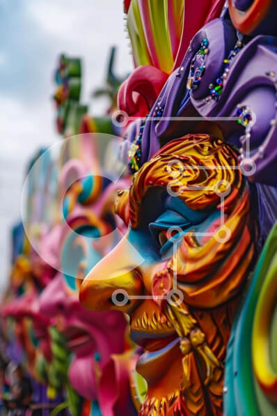 Intra Συλλεκτικό Ξύλινο Παζλ Plywood  4mm - Πολύχρωμες μάσκες Mardi Gras στη Νέα Ορλεάνη, Λουιζιάνα Σε Ξύλινο Κουτί - Διαστάσεις: 10x10 cm – 25 κομμάτια