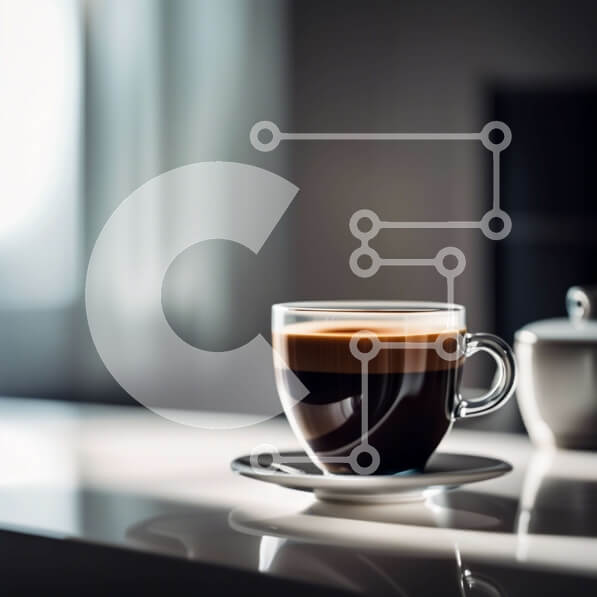 Σετ των 2 Intra Συλλεκτικό Ξύλινο Παζλ Plywood  4mm - Κομψό φλιτζάνι και πιατάκι μαύρου καφέ με θέα στην πόλη Σε Ξύλινο Κουτί - Διαστάσεις: 10x10 cm – 25 κομμάτια