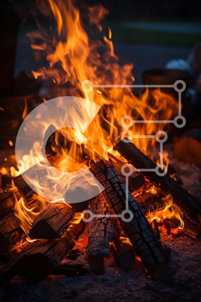 Intra Συλλεκτικό Ξύλινο Παζλ Plywood  4mm - Φωτιά με καμένα κούτσουρα και χόβολη Σε Ξύλινο Κουτί - Διαστάσεις Puzzle: 10x10 cm – 25 κομμάτια