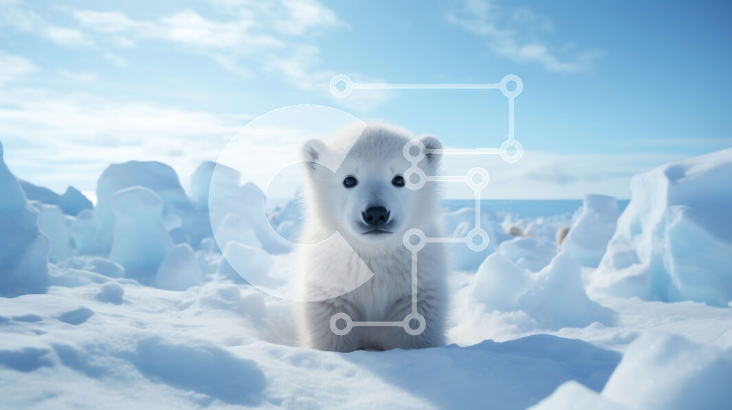 Intra Συλλεκτικό Ξύλινο Παζλ Plywood  4mm - Χαριτωμένο πολικό αρκουδάκι που στέκεται στο χιόνι στην Αρκτική Σε Ξύλινο Κουτί - Διαστάσεις: 10x10 cm – 25 κομμάτια