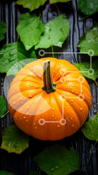 Σετ των 2 Intra Συλλεκτικό Ξύλινο Παζλ Plywood  4mm - Φωτεινό πορτοκαλί κολοκύθα με σταγονίδια νερού σε ξύλινη επιφάνεια Σε Ξύλινο Κουτί - Διαστάσεις: 10x10 cm – 25 κομμάτια