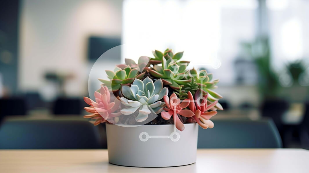 Intra Συλλεκτικό Ξύλινο Παζλ Plywood  4mm - Παχύφυτο σε γλάστρα σε τραπέζι γραφείου Σε Ξύλινο Κουτί - Διαστάσεις Puzzle: 10x10 cm – 25 κομμάτια