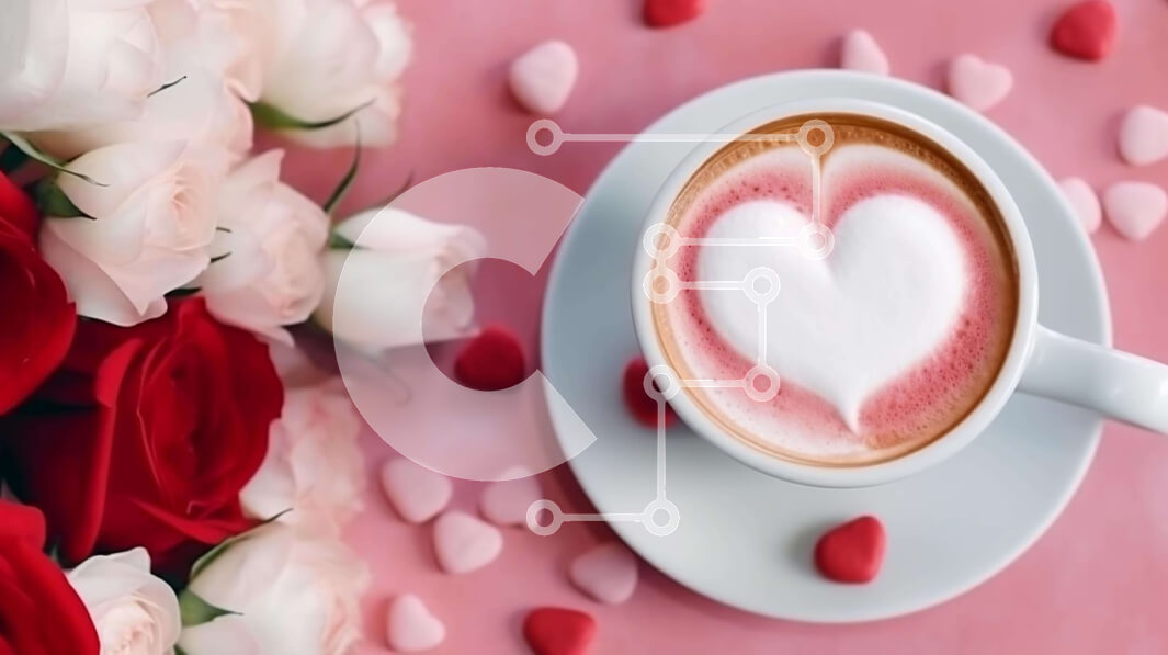 Σετ των 2 Intra Συλλεκτικό Ξύλινο Παζλ Plywood  4mm - Καφές με αφρό σε σχήμα καρδιάς και κόκκινα τριαντάφυλλα Σε Ξύλινο Κουτί - Διαστάσεις: 10x10 cm – 25 κομμάτια