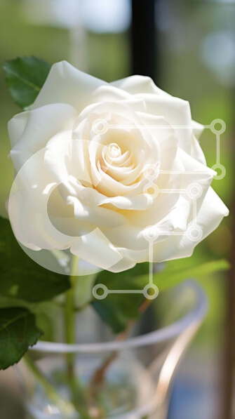 Σετ των 2 Intra Συλλεκτικό Ξύλινο Παζλ Plywood  4mm - Λευκό τριαντάφυλλο σε διαφανές γυάλινο βάζο Σε Ξύλινο Κουτί - Διαστάσεις: 10x10 cm – 25 κομμάτια