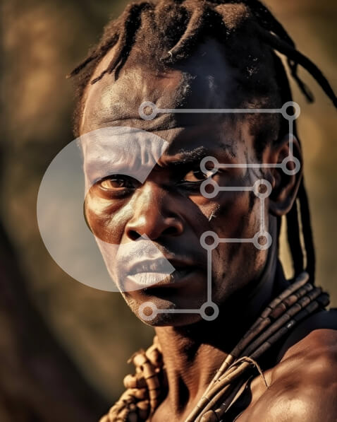 Intra Συλλεκτικό Ξύλινο Παζλ Plywood  4mm - Πορτρέτο ενός άνδρα που φοράει παραδοσιακά ρούχα και κοσμήματα Σε Ξύλινο Κουτί - Διαστάσεις Puzzle: 10x10 cm – 25 κομμάτια