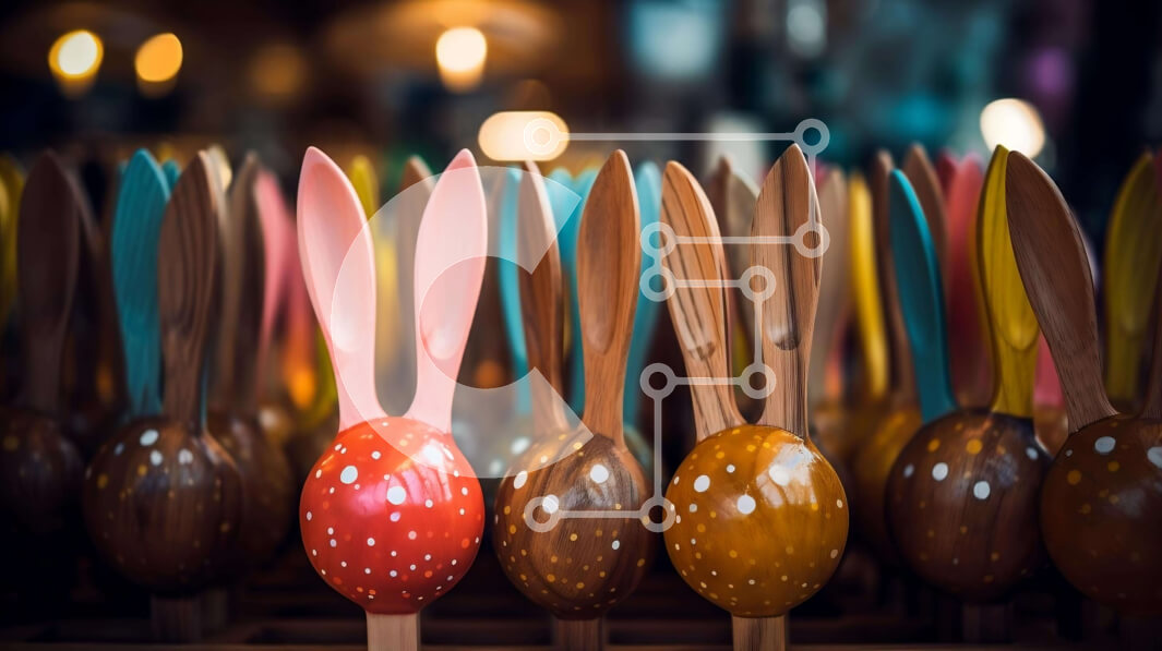 Intra Συλλεκτικό Ξύλινο Παζλ Plywood  4mm - Ομάδα πολύχρωμα ξύλινα αυτιά λαγουδάκι Σε Ξύλινο Κουτί - Διαστάσεις: 10x10 cm – 25 κομμάτια