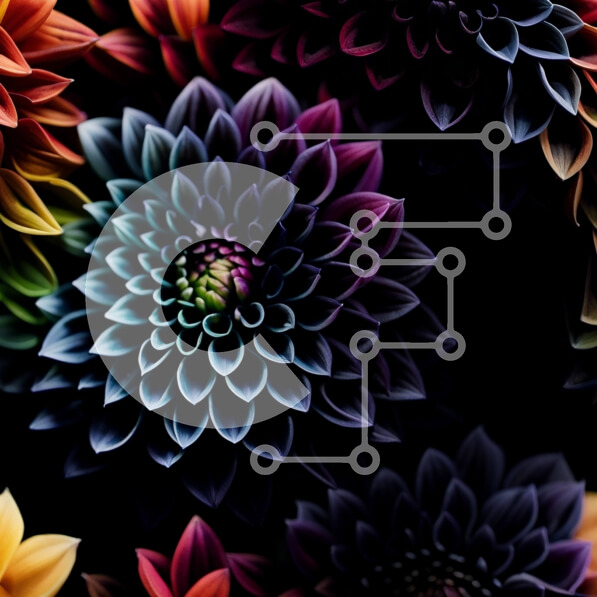 Intra Συλλεκτικό Ξύλινο Παζλ Plywood  4mm - Ζωντανή σύνθεση λουλουδιών σε μαύρο φόντο Σε Ξύλινο Κουτί - Διαστάσεις: 10x10 cm – 25 κομμάτια