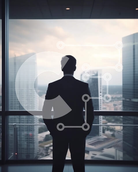 Intra Συλλεκτικό Ξύλινο Παζλ Plywood  4mm - Επιχειρηματίας που θαυμάζει το αστικό τοπίο από το παράθυρο του γραφείου Σε Ξύλινο Κουτί - Διαστάσεις Puzzle: 10x10 cm – 25 κομμάτια