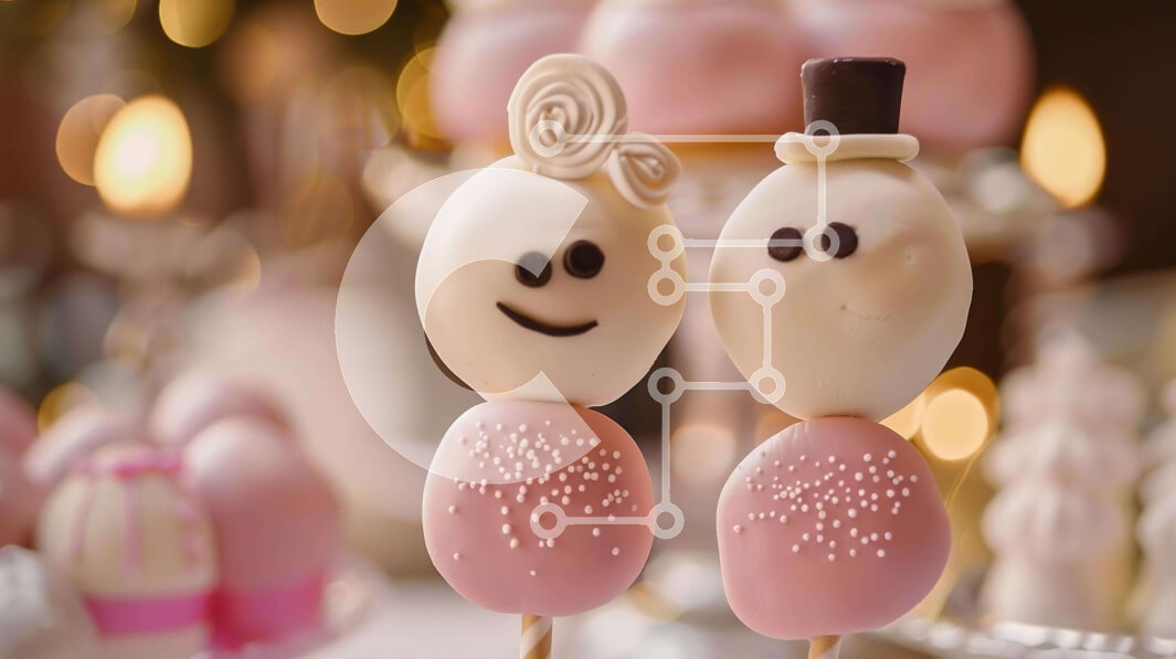 Σετ των 2 Intra Συλλεκτικό Ξύλινο Παζλ Plywood  4mm - Γαμήλια τούρτα Pops με Πρόσωπα Ζευγαριού σε Λευκό και Ροζ Frosting Σε Ξύλινο Κουτί - Διαστάσεις: 10x10 cm – 25 κομμάτια