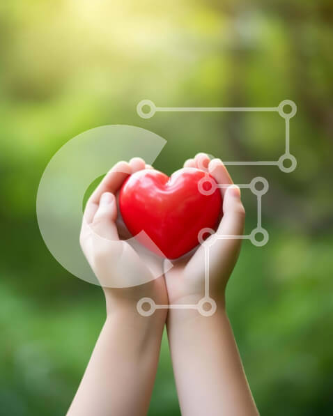 Intra Συλλεκτικό Ξύλινο Παζλ Plywood  4mm - Παιδί που κρατά κόκκινη καρδιά με φόντο πράσινο φύλλωμα Σε Ξύλινο Κουτί - Διαστάσεις Puzzle: 10x10 cm – 25 κομμάτια