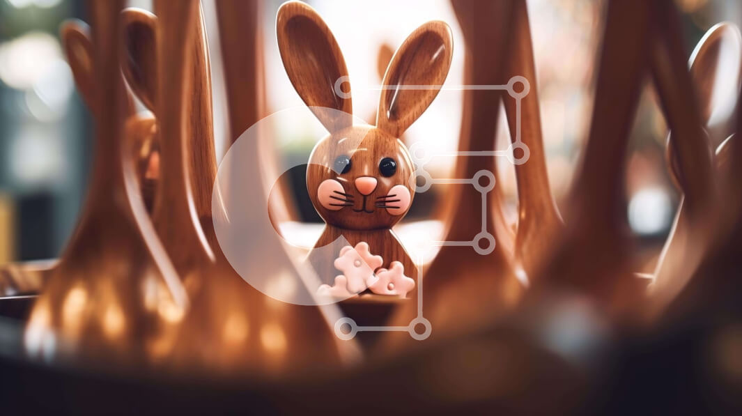 Intra Συλλεκτικό Ξύλινο Παζλ Plywood  4mm - Ειδώλιο Πασχαλινό λαγουδάκι με ξύλινα κουτάλια Σε Ξύλινο Κουτί - Διαστάσεις: 10x10 cm – 25 κομμάτια