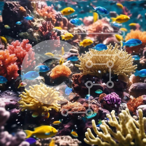 Intra Συλλεκτικό Ξύλινο Παζλ Plywood  4mm - Πολύχρωμος κοραλλιογενής ύφαλος με ποικίλη θαλάσσια ζωή Σε Ξύλινο Κουτί - Διαστάσεις: 10x10 cm – 25 κομμάτια