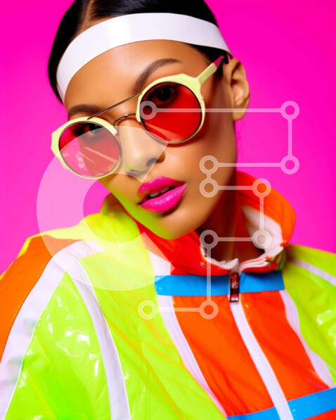 Intra Συλλεκτικό Ξύλινο Παζλ Plywood  4mm - Γυναίκα με μπουφάν και γυαλιά ηλίου σε έντονα χρώματα Σε Ξύλινο Κουτί - Διαστάσεις Puzzle: 10x10 cm – 25 κομμάτια