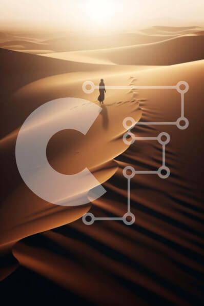 Σετ των 2 Intra Συλλεκτικό Ξύλινο Παζλ Plywood  4mm - Άνθρωπος που περπατά στο έρημο τοπίο Σε Ξύλινο Κουτί - Διαστάσεις: 10x10 cm – 25 κομμάτια