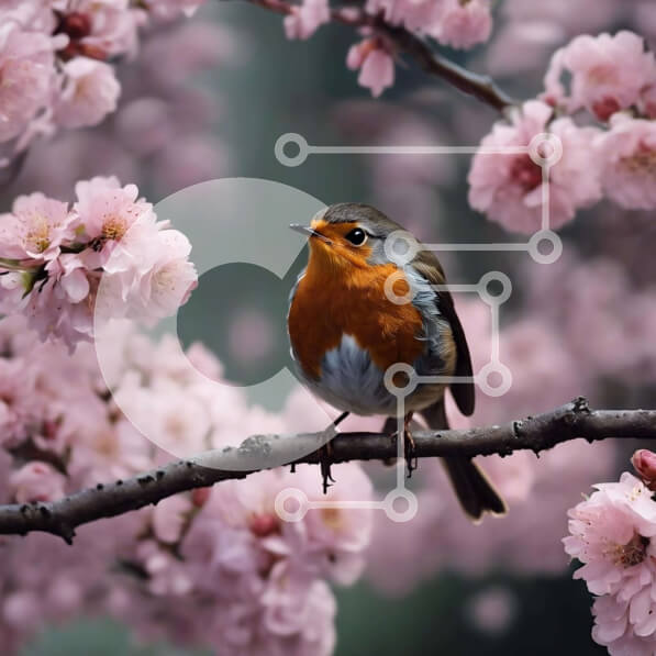 Intra Συλλεκτικό Ξύλινο Παζλ Plywood  4mm - Μικρό πουλί σκαρφαλωμένο σε ανθισμένο κλαδί Σε Ξύλινο Κουτί - Διαστάσεις: 10x10 cm – 25 κομμάτια