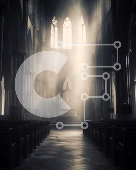 Intra Συλλεκτικό Ξύλινο Παζλ Plywood  4mm - Κενή εκκλησία με σειρές από στασίδια και κηροπήγια Σε Ξύλινο Κουτί - Διαστάσεις Puzzle: 10x10 cm – 25 κομμάτια