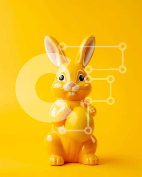 Intra Συλλεκτικό Ξύλινο Παζλ Plywood  4mm - Κίτρινο ειδώλιο λαγουδάκι με πασχαλινό αυγό Σε Ξύλινο Κουτί - Διαστάσεις: 10x10 cm – 25 κομμάτια