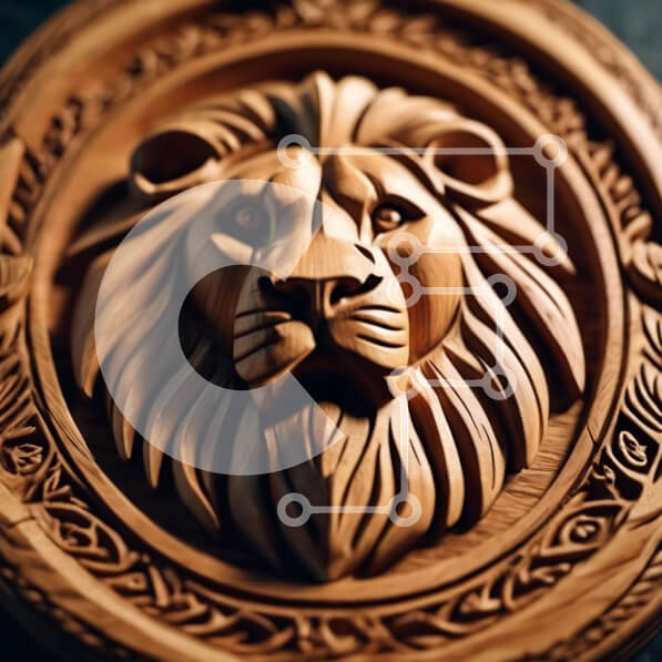 Intra Συλλεκτικό Ξύλινο Παζλ Plywood  4mm - Ξυλογλυπτική κεφαλή λιονταριού Σε Ξύλινο Κουτί - Διαστάσεις Puzzle: 10x10 cm – 25 κομμάτια